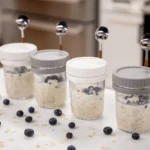 glass oats jars with spoon