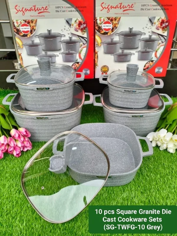 10pcs Square Granite Die-Cast Cookware Set