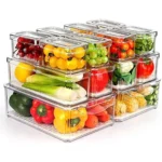 14pcs Stackable Acrylic Fridge Storage Organizers 6 transparent fridge storage boxes