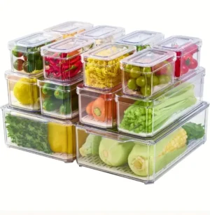 14pcs Stackable Acrylic Fridge Storage Organizers 1 Acrylic Fridge Storage Organizers