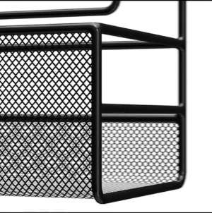 black bathroom storage organizer
