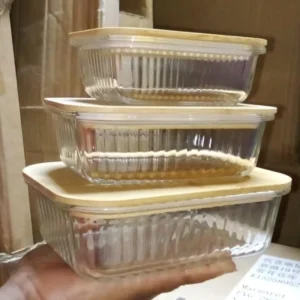  Ribbed Glass Food Storage Containers