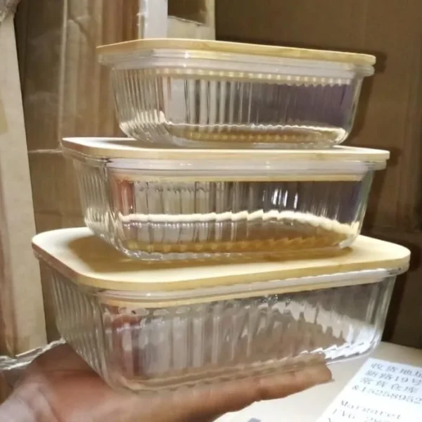  Ribbed Glass Food Storage Containers