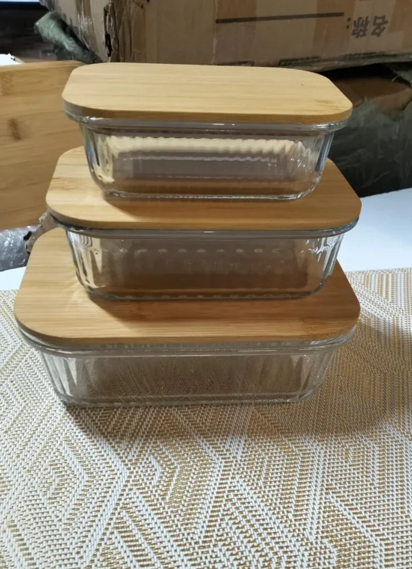 Ribbed glass storage set