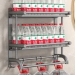 Double Layer Bathroom Rack with Hooks 4 Bathroom organizer with hooks