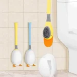 Duck Shaped Toilet Brush Holder with Silicone Brush 2 Duck Shaped Toilet Brush Holder