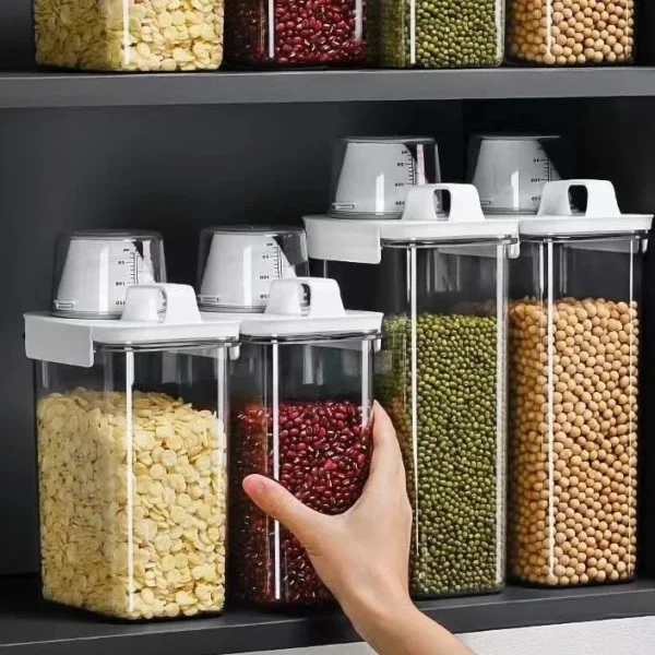 storage containers with measuring cup