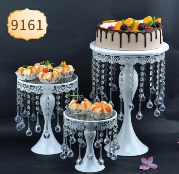 3-Piece White Cake Stand Set 1 White Cake Stand Set