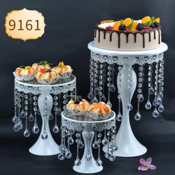 Cart 3 White Cake Stand Set
