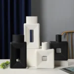 Black and white resin vases