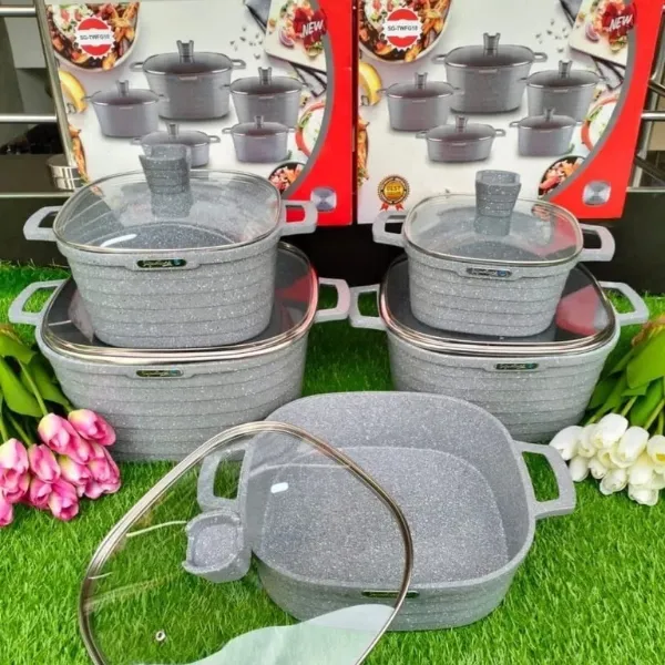 10pcs Square Granite Die-Cast Cookware Set
