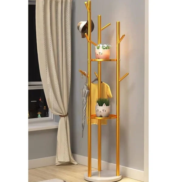 Golden coat tree stand