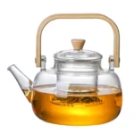 Heat resistant glass teapot