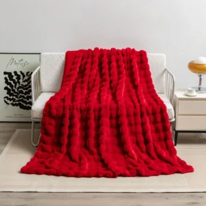 Luxurious Double Layer Faux Fur Bubble Blanket