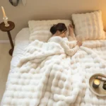 Double layer faux fur blanket