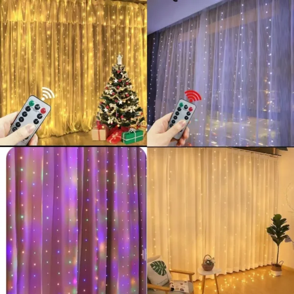 3M×3M Curtain Lights with Remote