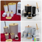 Luxury Bathroom Accessories Set with Bamboo Lid