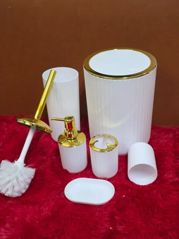 6-in-1 gold and silver bathroom set