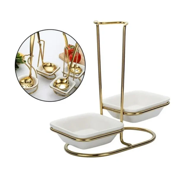Unique House Collection Home 4 Double Ceramic Serving Spoon Holder