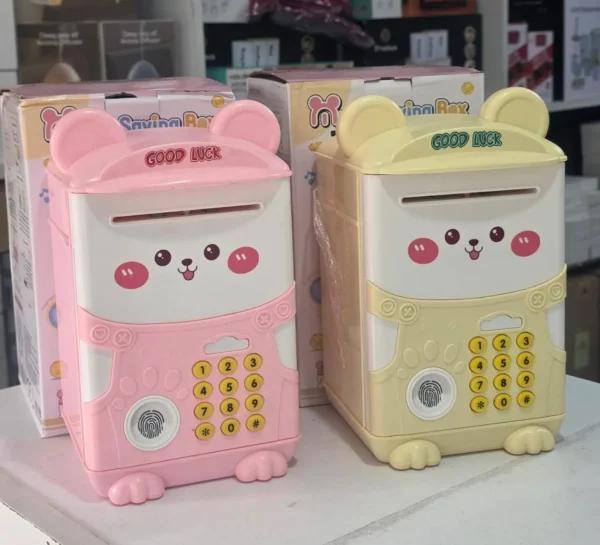 cartoon fingerprint piggy bank