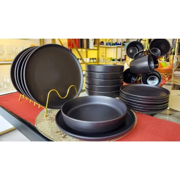 Unique House Collection Home 23 24pcs Black Dinner Set