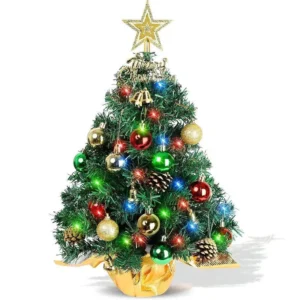 Mini Table Top Christmas Tree With Decorations and Lights