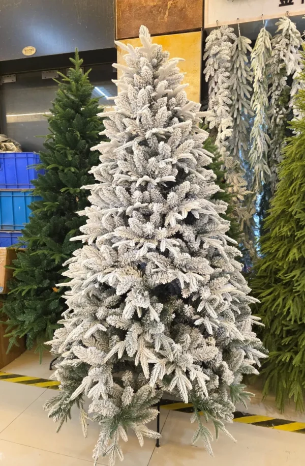 snow flocked Christmas tree