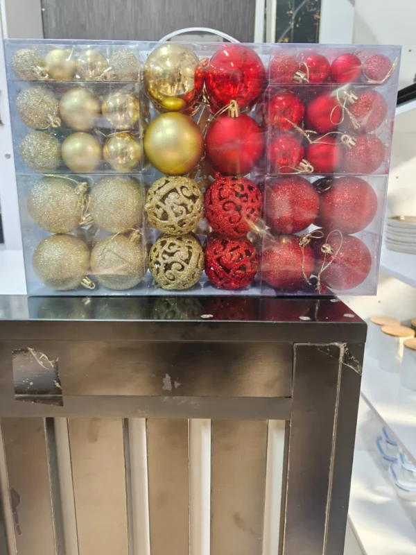 gold and red ornaments