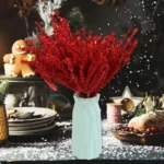 10PC Christmas Artificial Red Berry Branch Set 5 Artificial berry stems