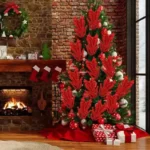 10PC Christmas Artificial Red Berry Branch Set 4 Holiday party décor