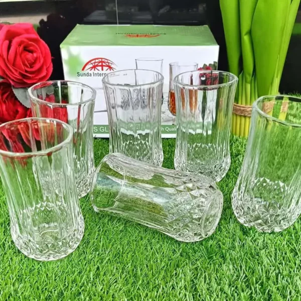 Unique House Collection Home 28 Set of 6 Long Diamond Glasses