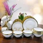 24pcs Ceramic White Gold Dinner Set