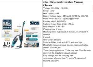 2-in-1 cordless vacuum cleaner