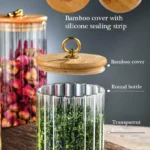 3 Piece Glass Storage Jars Set with Airtight Bamboo Lids 7 3pcs Glass Canisters Set