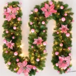 pre-lit Christmas garland flowers balls