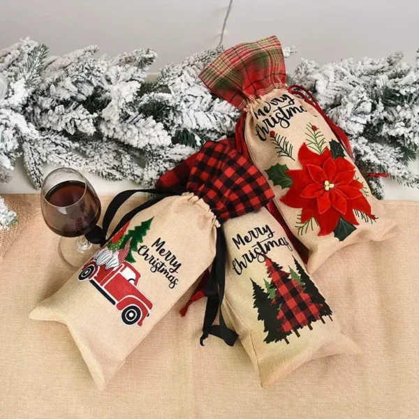 Christmas gift wine bottle bag
