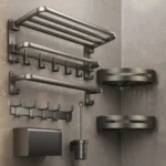 Sleek Aluminum Bathroom Storage Rack