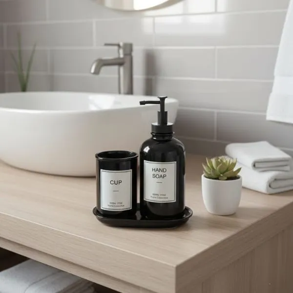 glass soap dispenser set