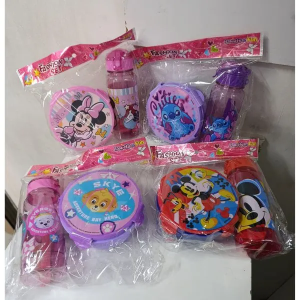 Combo Disney Cartoon Themed 2-in-1 Lunch Box & Bottle Set