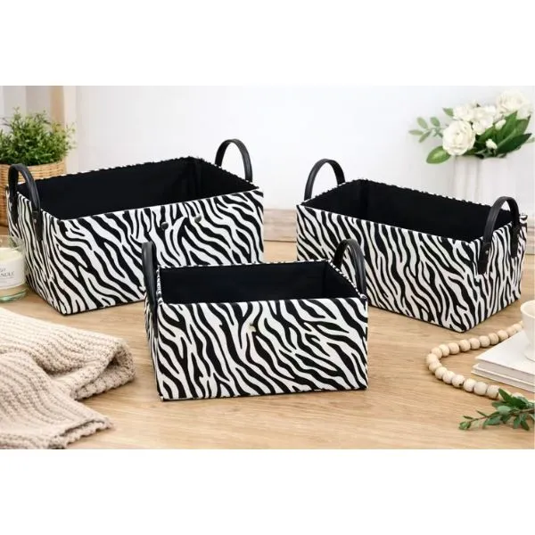 Zebra & Cow Print Storage Basket