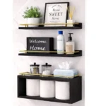 Solid Pine Wood Bathroom Floating Shelves 3 wooden floating shelves