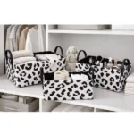 Cow print storage baskets