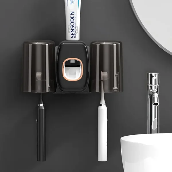 Toothbrush holder with dispenser