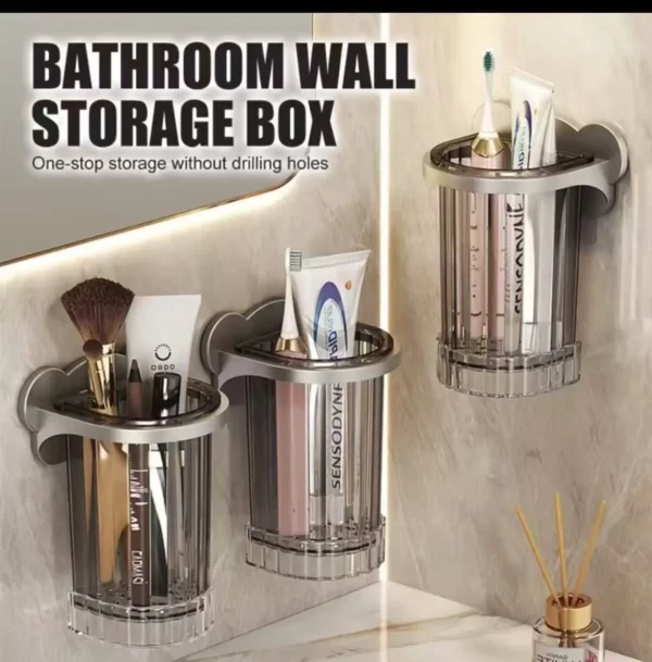 Wall mount toothbrush holder