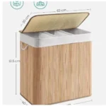 3-Grid Foldable Bamboo Laundry Basket 5 Large capacity laundry basket
