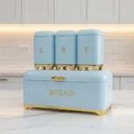 Canister set with gold finish