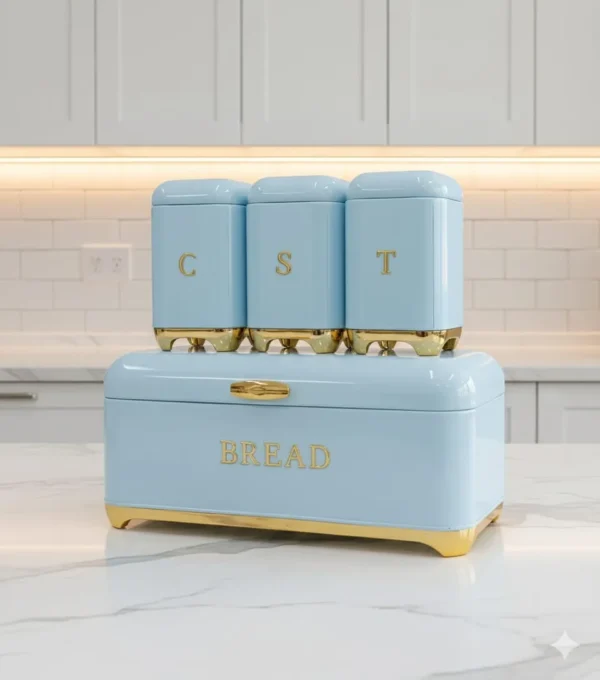 Canister set with gold finish