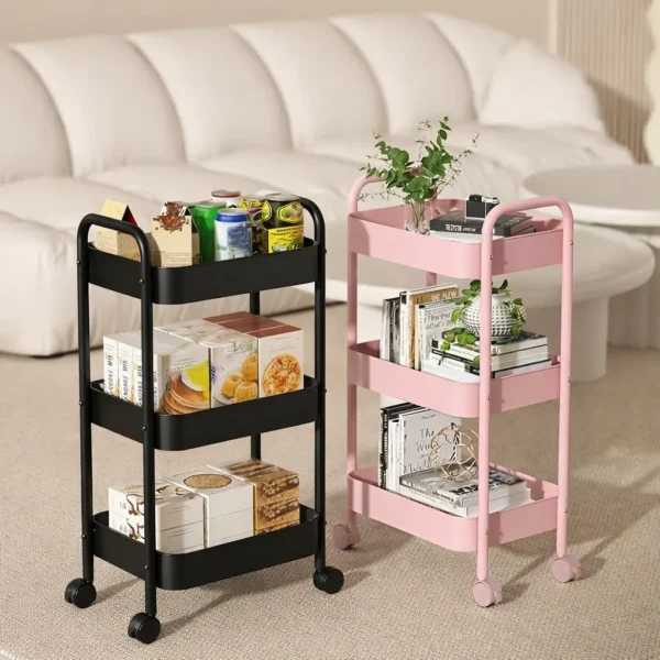 Unique House Collection Home 8 Metal Storage Movable Trolley Rack