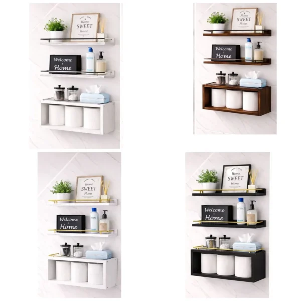 Unique House Collection Home 9 Wood Bathroom Floating Shelves