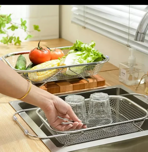 stainless steel over-the-sink colander